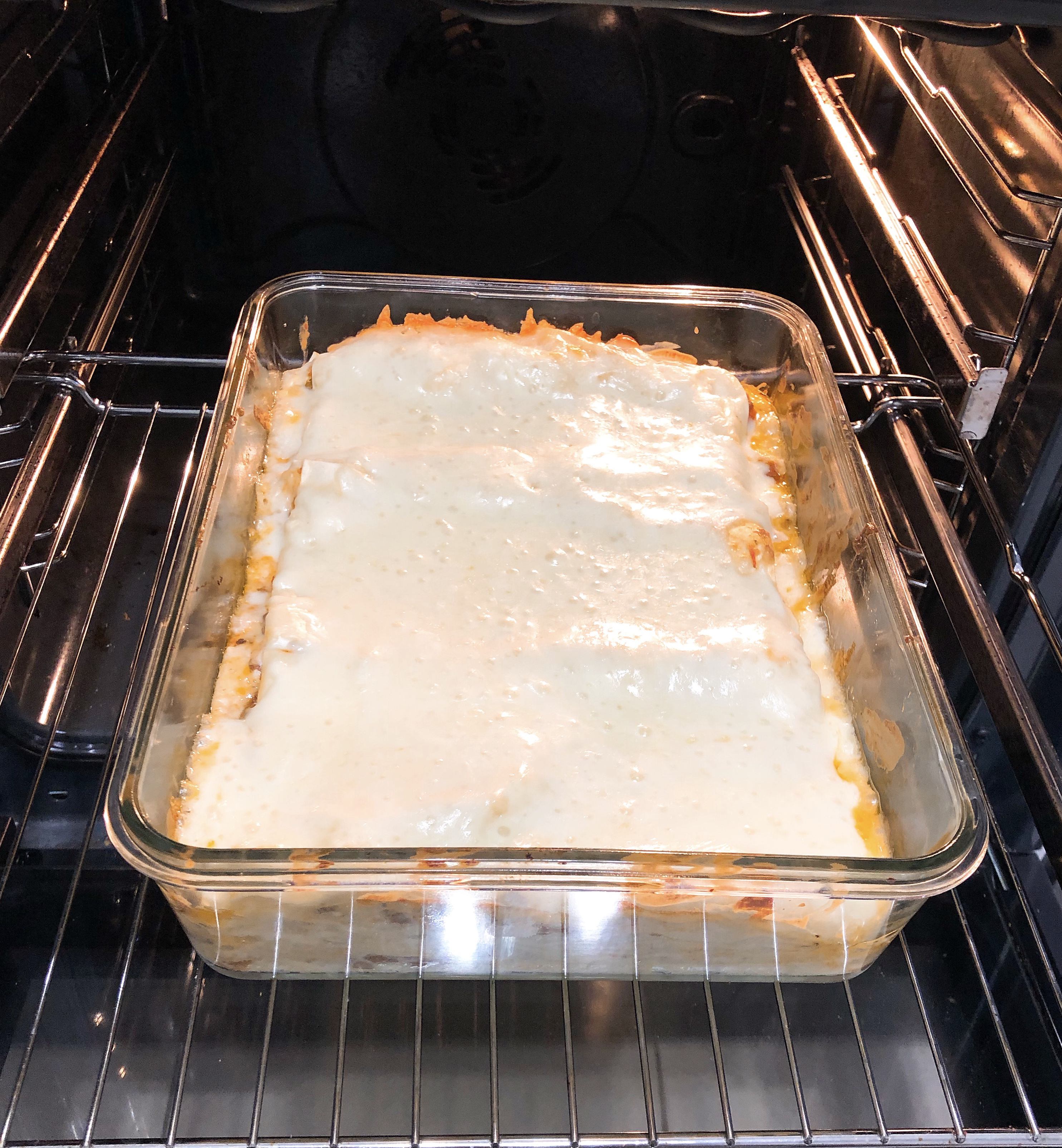 Lasagna in the oven