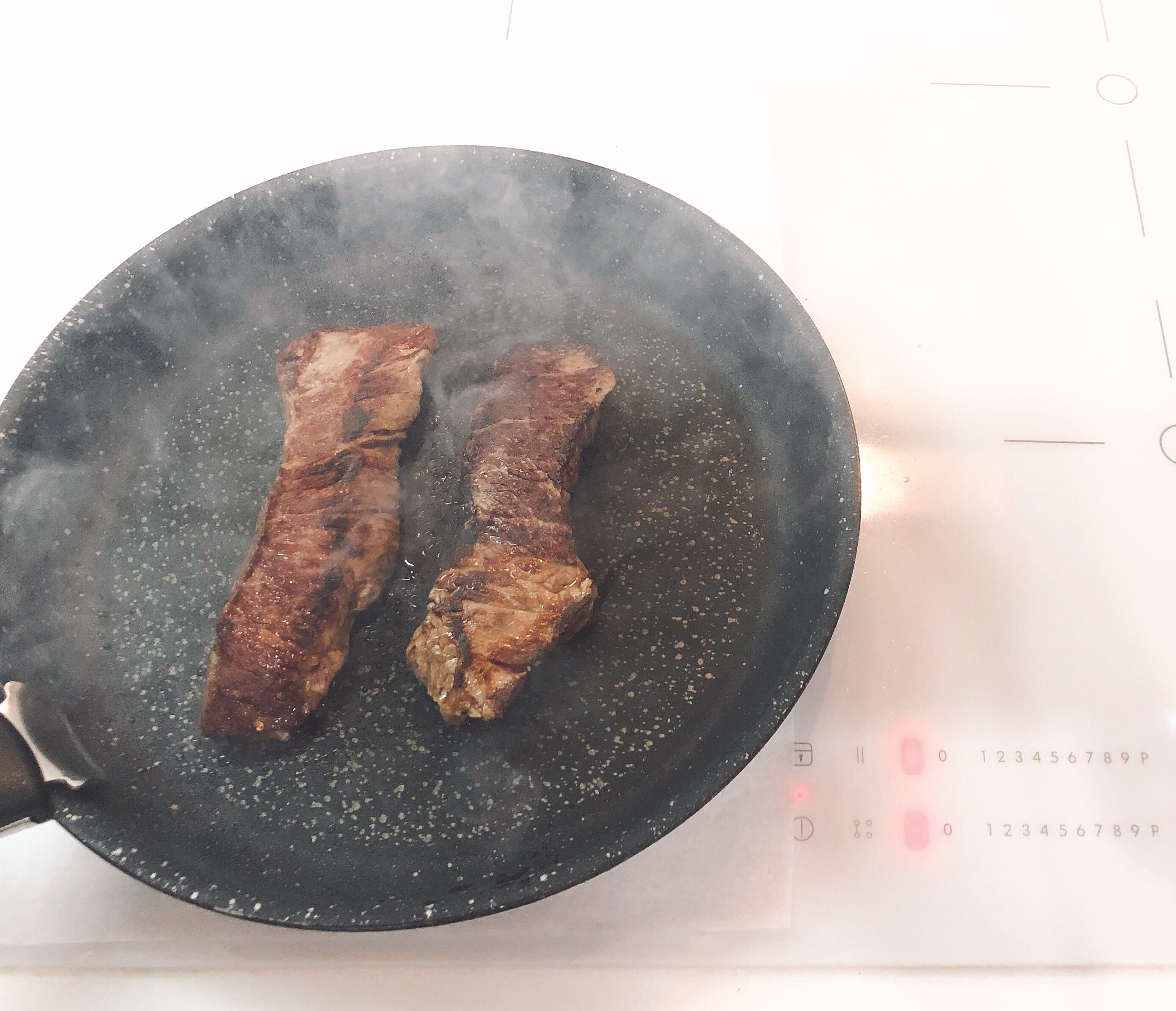 beef steak on pan