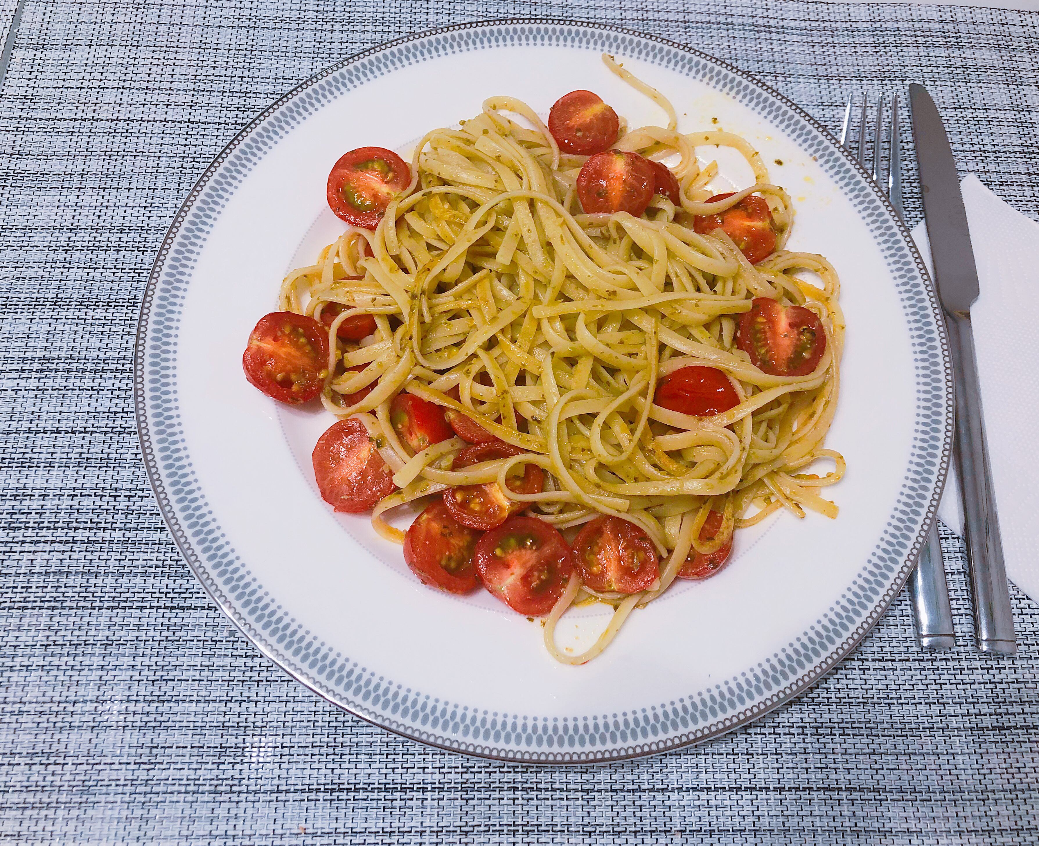 Pasta with pesto sauce