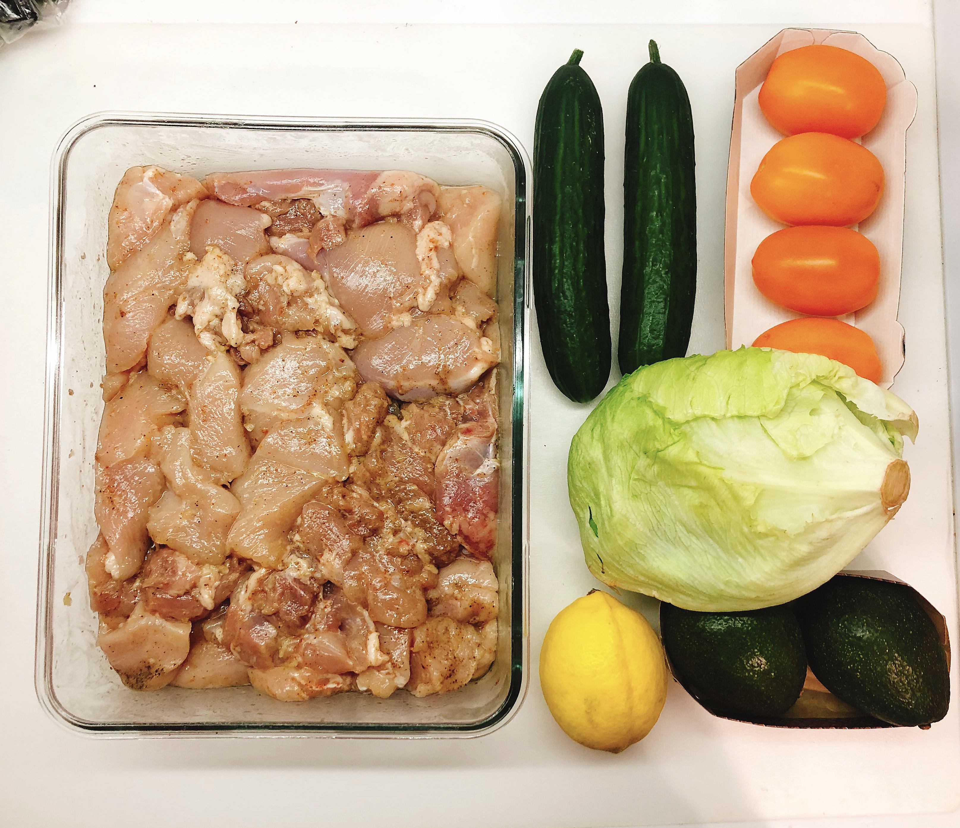 Ingredients for tacos ready to be cooked