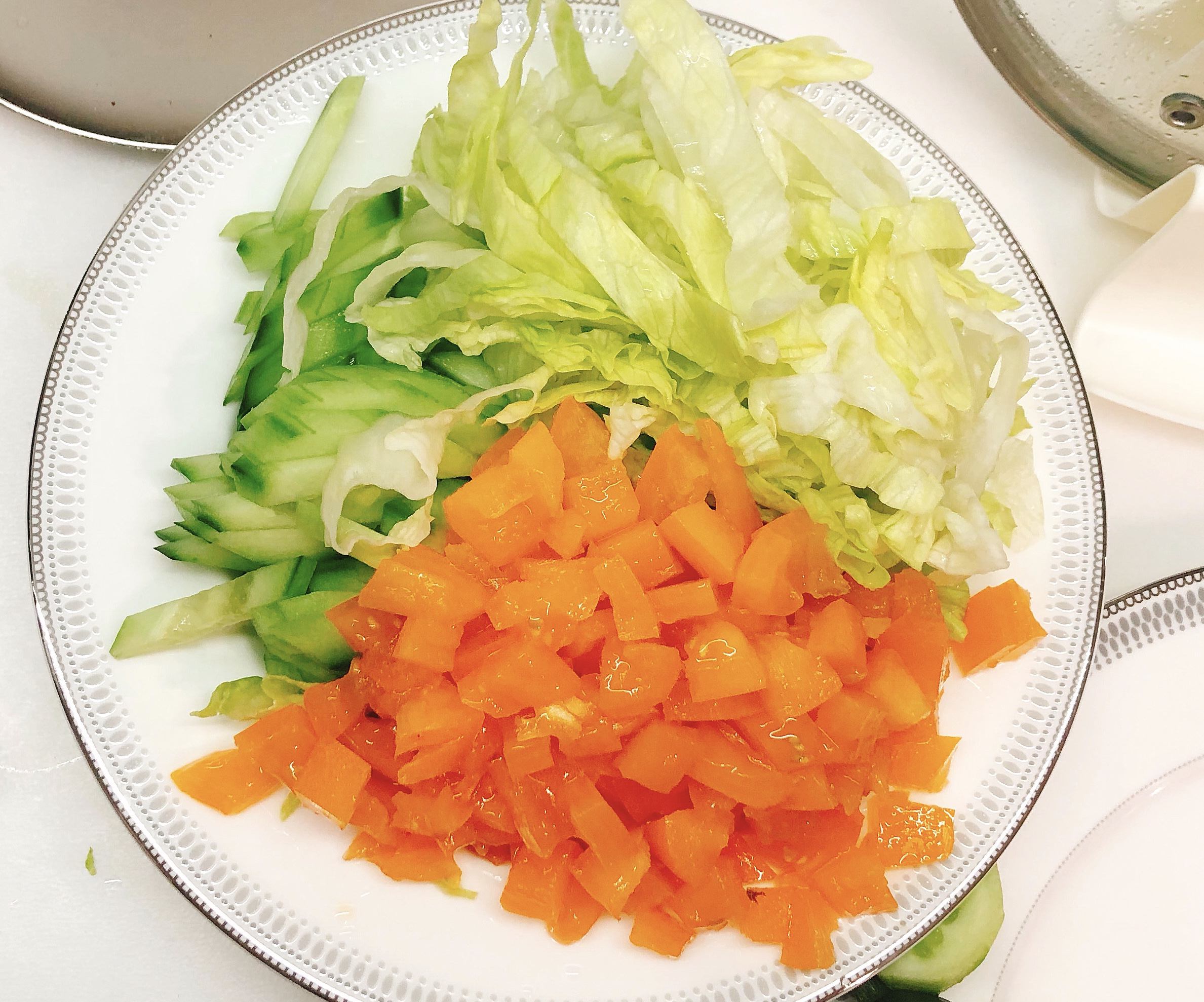 Chopped vegetables for taco filling