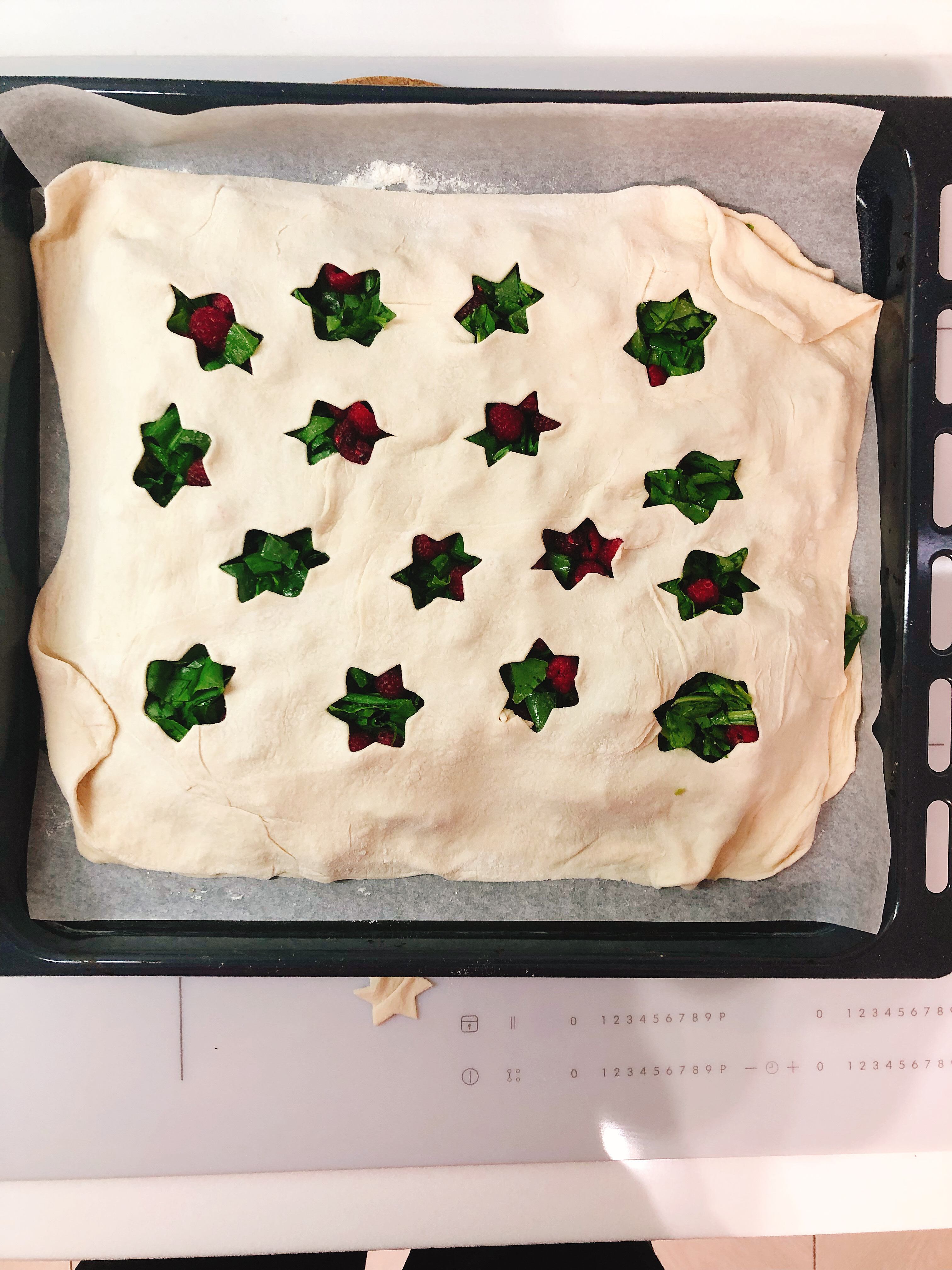 Sheet of dough on top of the filling