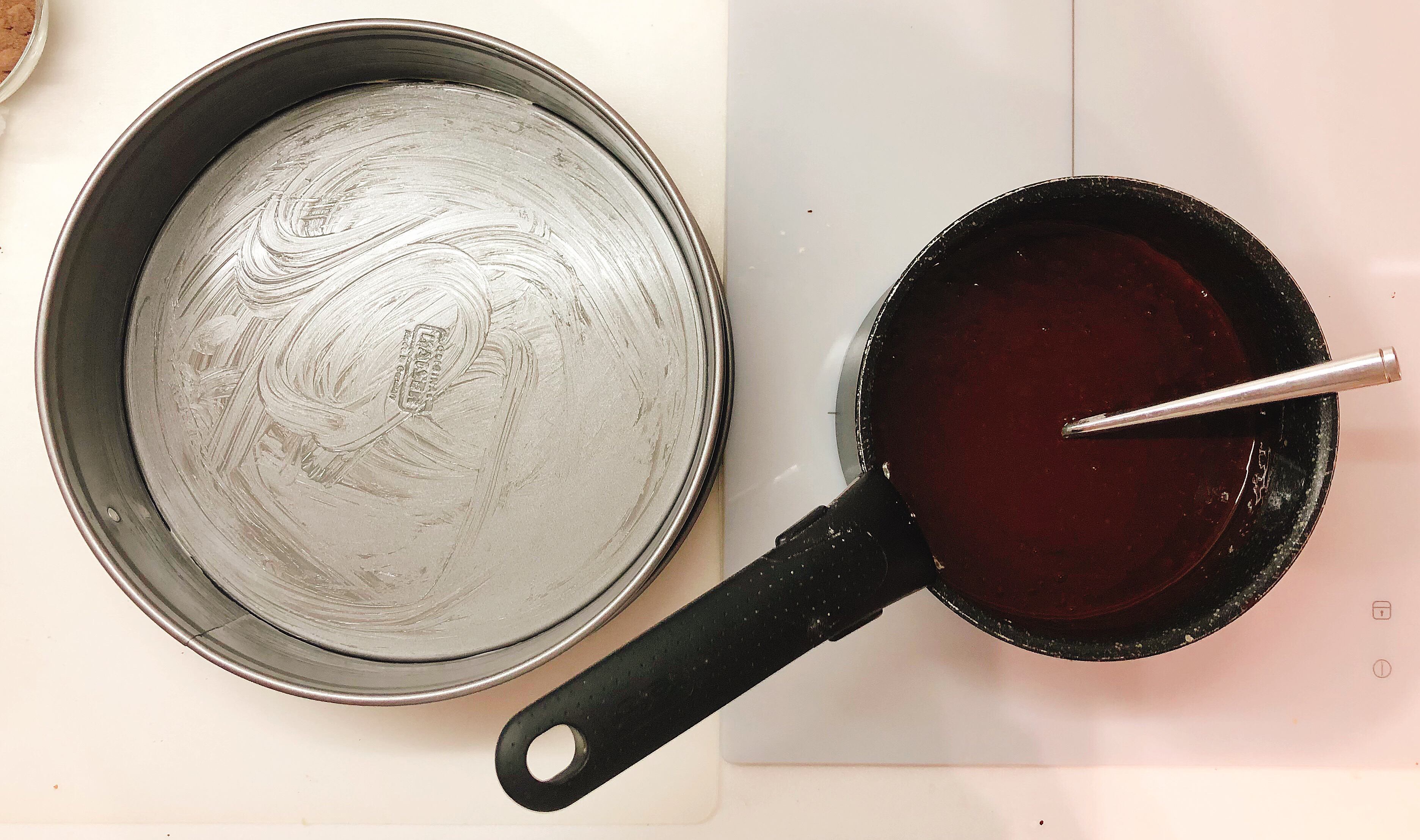 Truffle cake dough is ready for baking